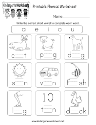 Kindergarten Phonics Worksheets