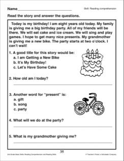 Comprehension For Class 2nd