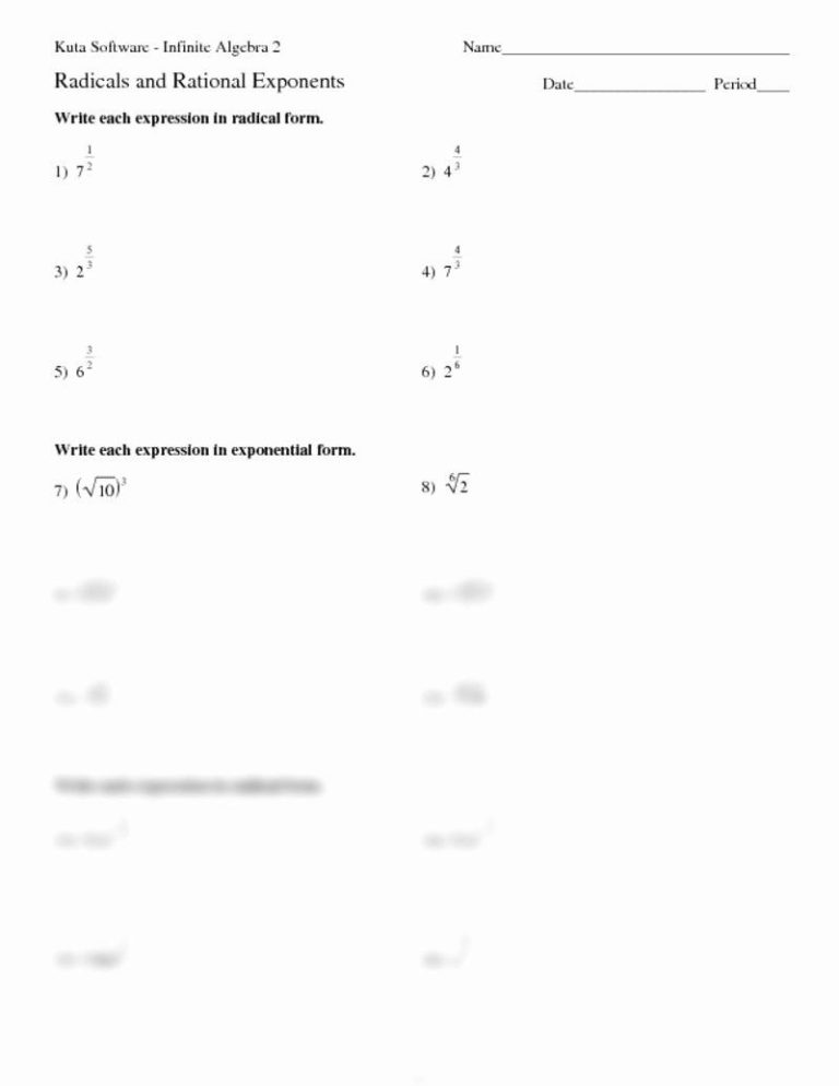 Simplifying Radicals Worksheet Pdf Answer Key Kuta Software