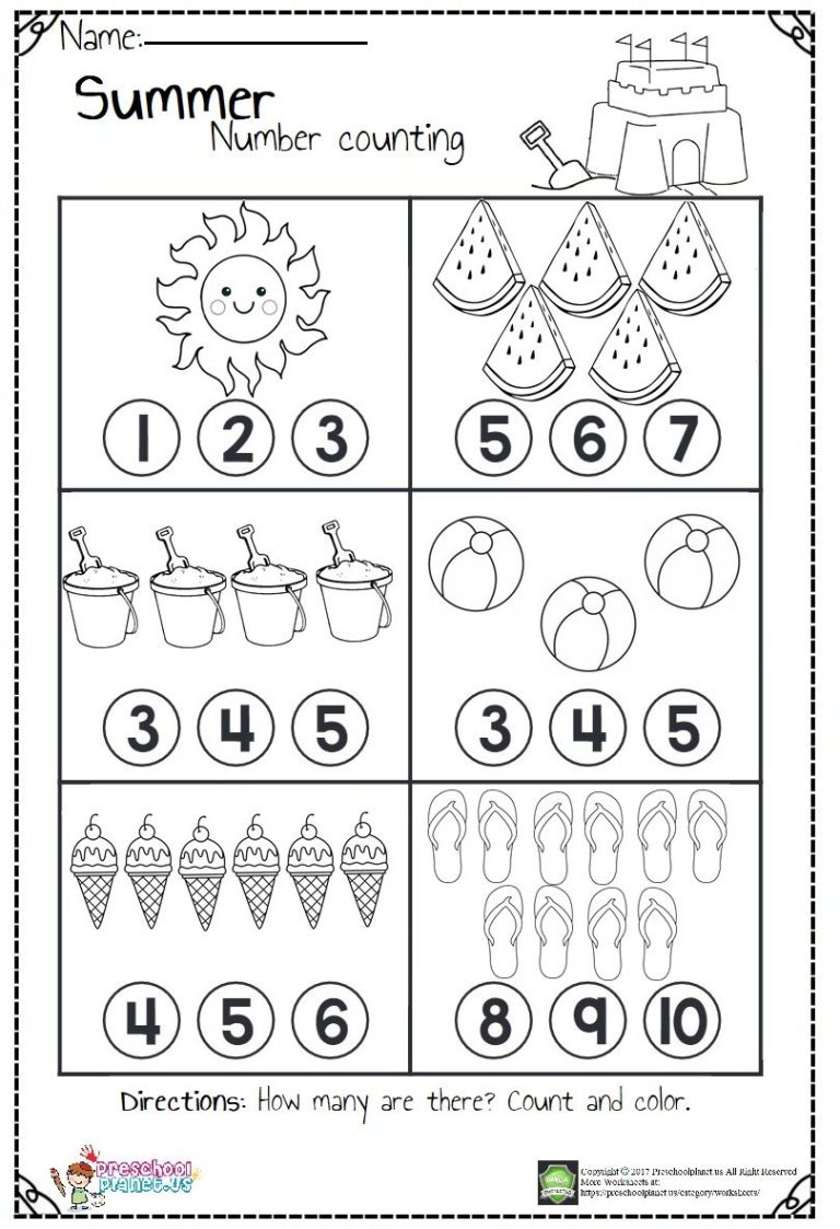 Summer Worksheets For Pre K