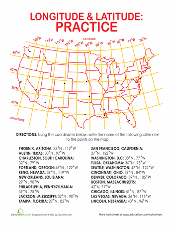 Latitude And Longitude Worksheets For Kids