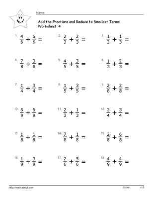 Basic Adding Fractions With Different Denominators Worksheet