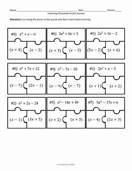 Factoring Quadratics Worksheet Answers