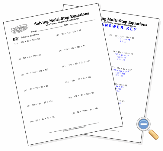 Answer Key One Step Equations Worksheet Answers