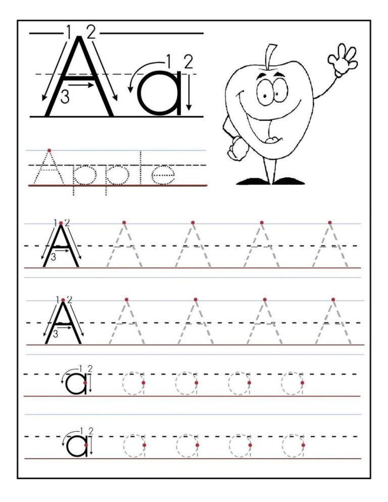 Tracing Letter A Worksheets For Kindergarten