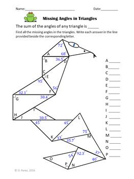 Finding Missing Angles In Triangles Worksheet Geometry