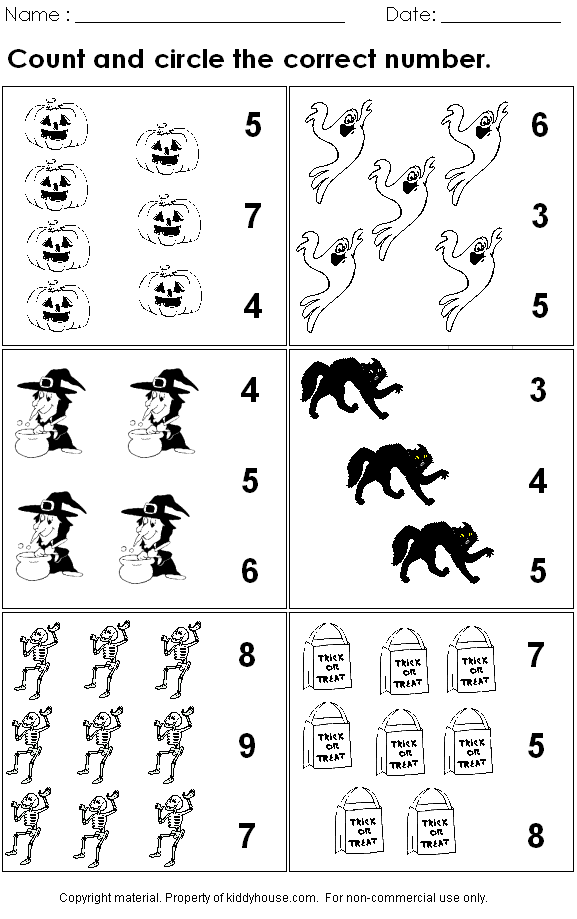 Pre K Halloween Worksheets For Kindergarten