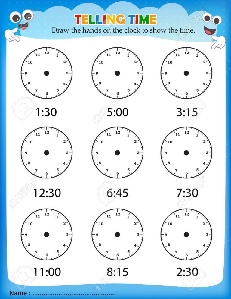 Kindergarten Telling Time Worksheets Pdf