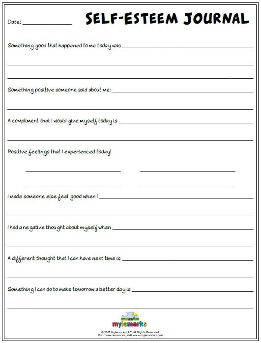 Self Esteem Worksheets For Adults With Mental Illness