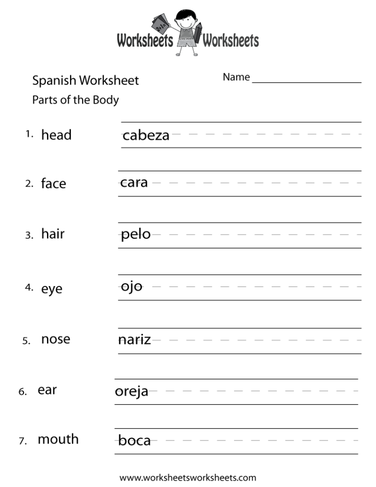 Printable Spanish Worksheets Pdf