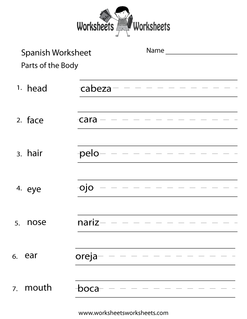 Beginner Spanish Worksheets Free