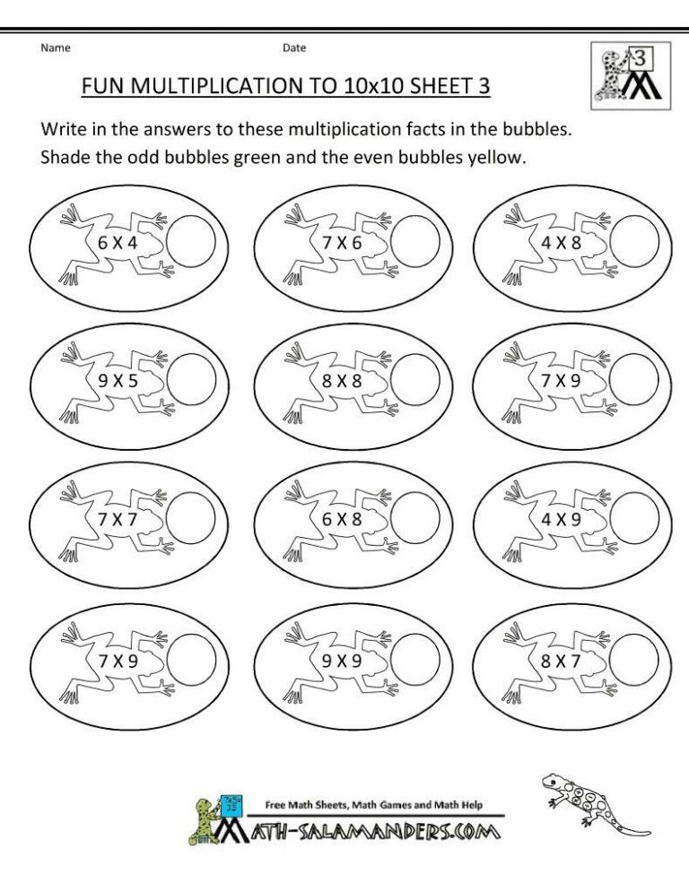 Multiplication Worksheets Grade 3 Arrays