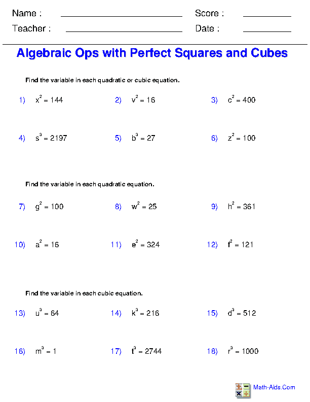 Radical Equations Worksheet