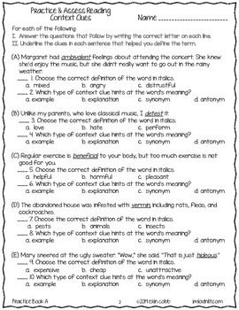 Context Clues Worksheets 4th Grade Pdf