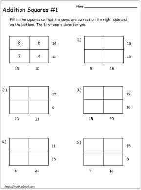 Addition Magic Squares Worksheet