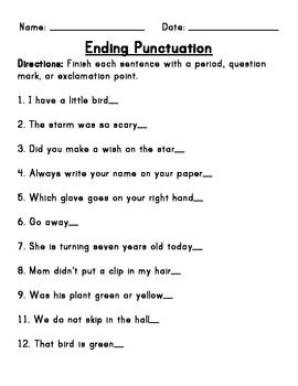 2nd Grade Punctuation Worksheets For Grade 2