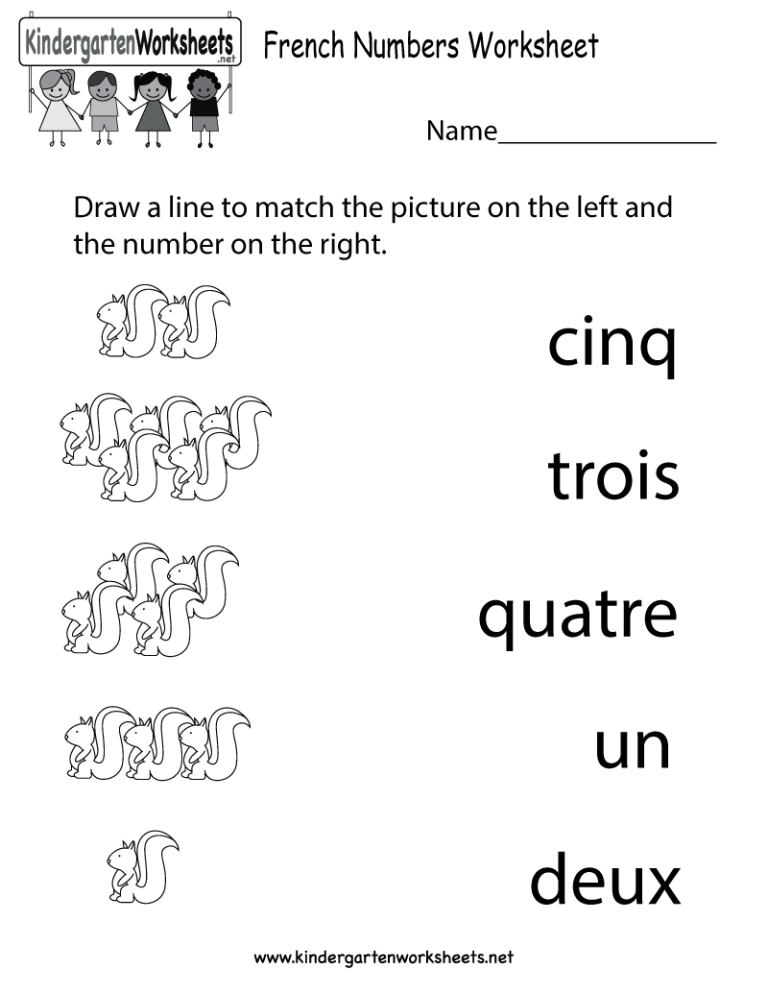 French Numbers Worksheet 1-20