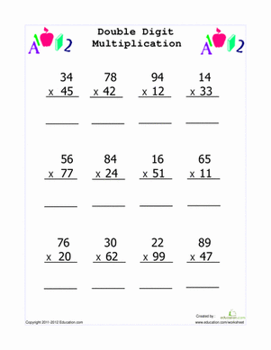 Two Digit Multiplication Worksheets 4th Grade