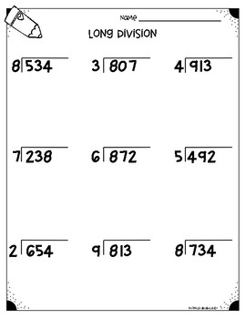 Long Division Questions Grade 4