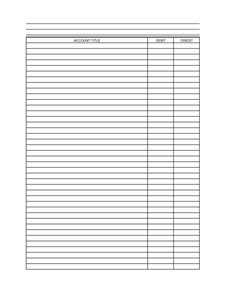 Printable Accounting Worksheet Template