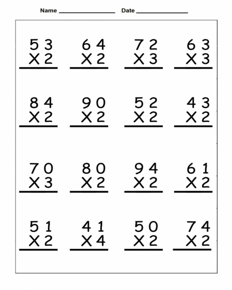 Multiplication Practice Worksheets 5th Grade