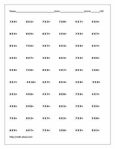 Printable Times Tables Worksheets Pdf