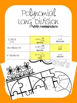 Polynomial Long Division Worksheet