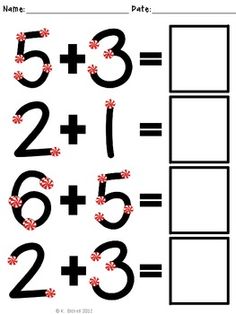 Kindergarten Touch Math Addition Worksheets