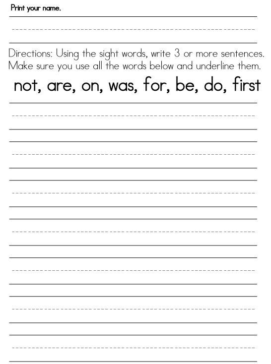 Writing First Grade Worksheets Free Printable