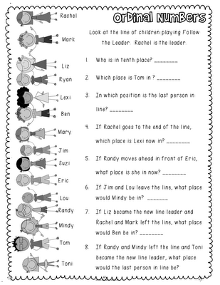 Printable Ordinal Numbers Worksheet Grade 3