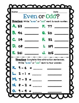 Odd And Even Numbers Worksheets 3rd Grade