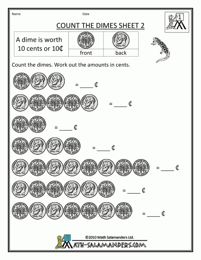 Money Counting Worksheets 1st Grade