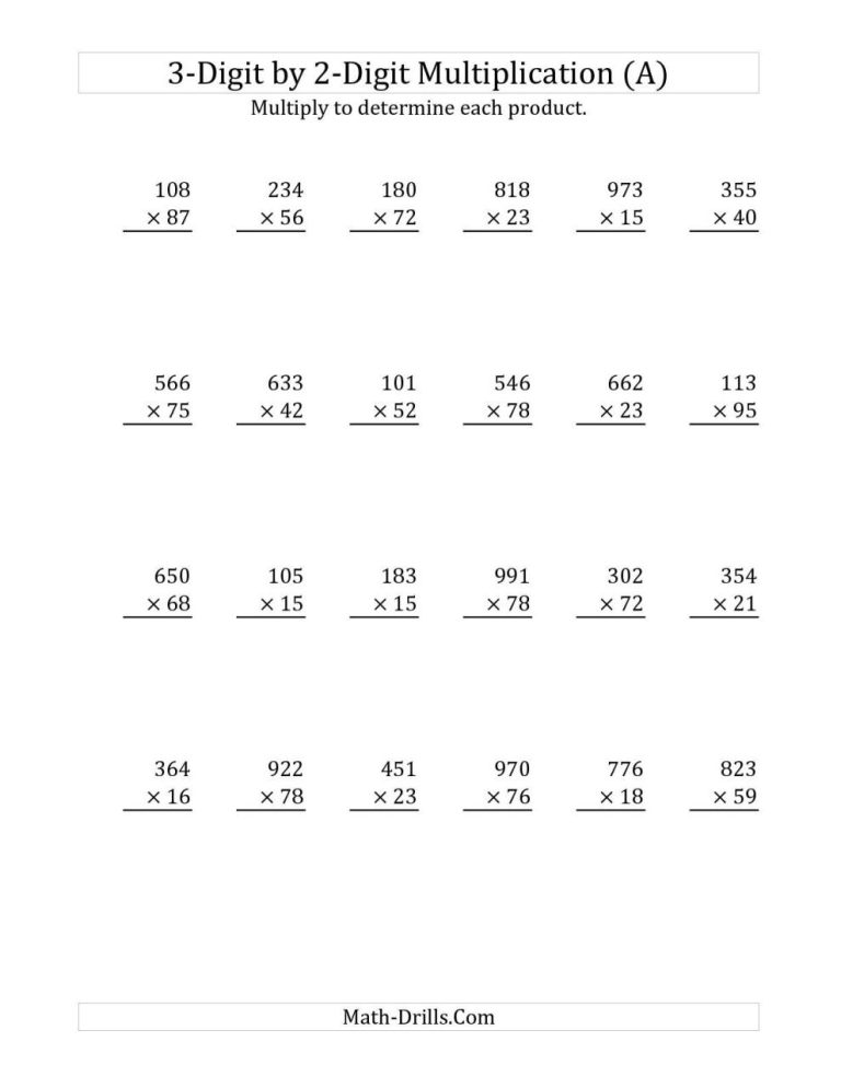 Grade 3 Two Digit Multiplication Worksheets