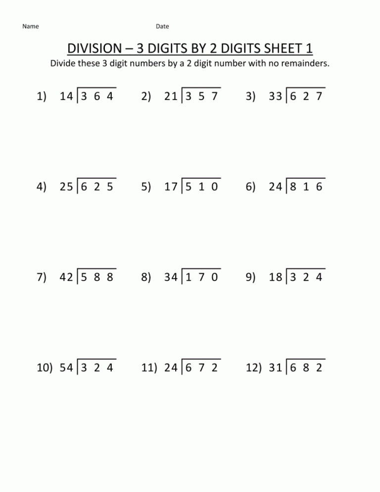 5th Grade Division Problems