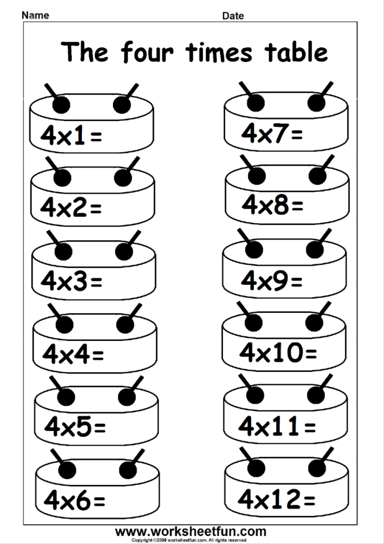 Math Times Tables Worksheets 3rd Grade