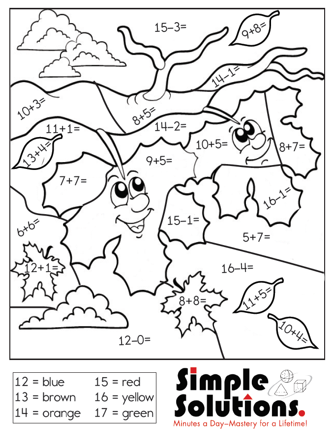 1st Grade Fall Color Worksheets