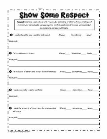 Respect Worksheets For Adults