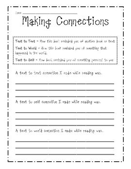 Making Connections Worksheet First Grade