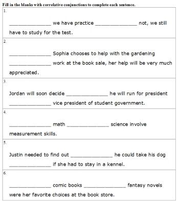 Subordinating Conjunctions Worksheets Pdf