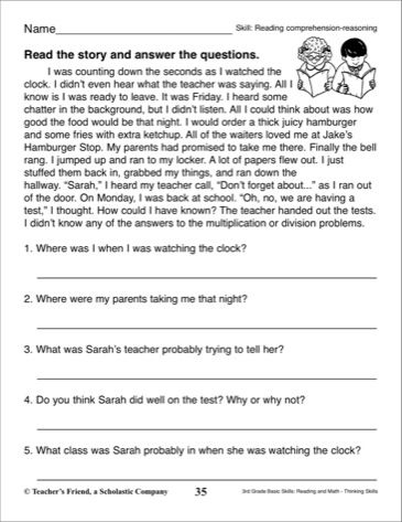 Multiple Choice Inference Worksheets 4th Grade