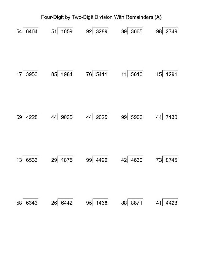 Long Division Questions Year 6