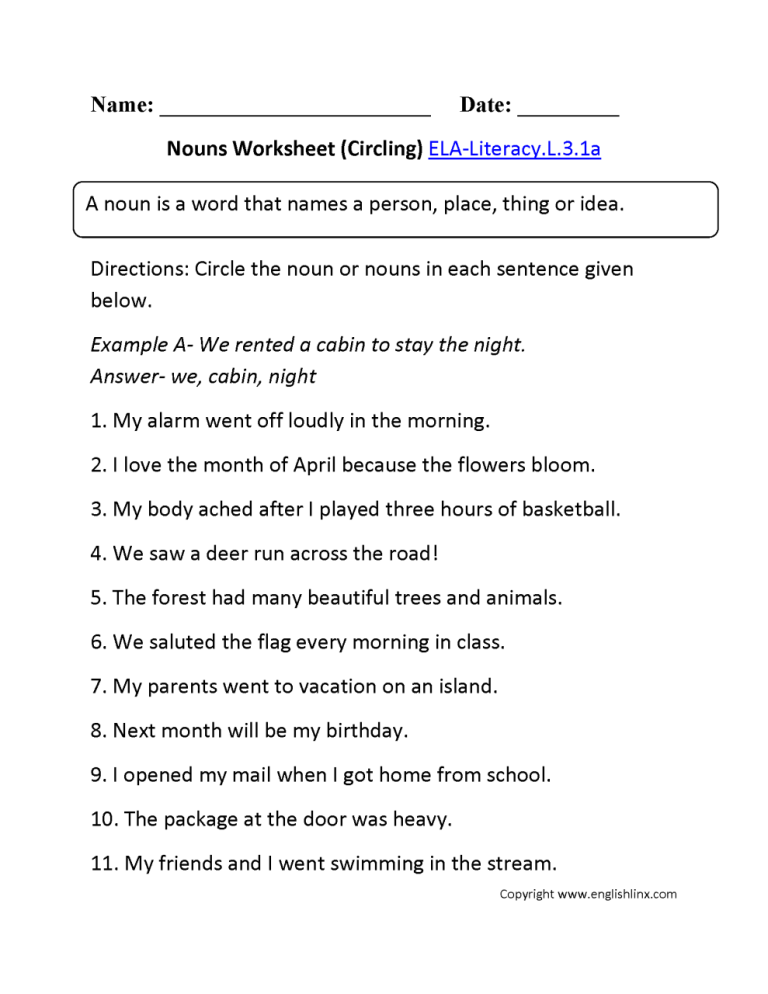 6th Grade English Worksheets Pdf