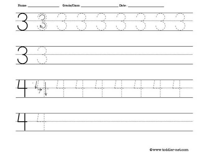 Number 4 Worksheets Tracing