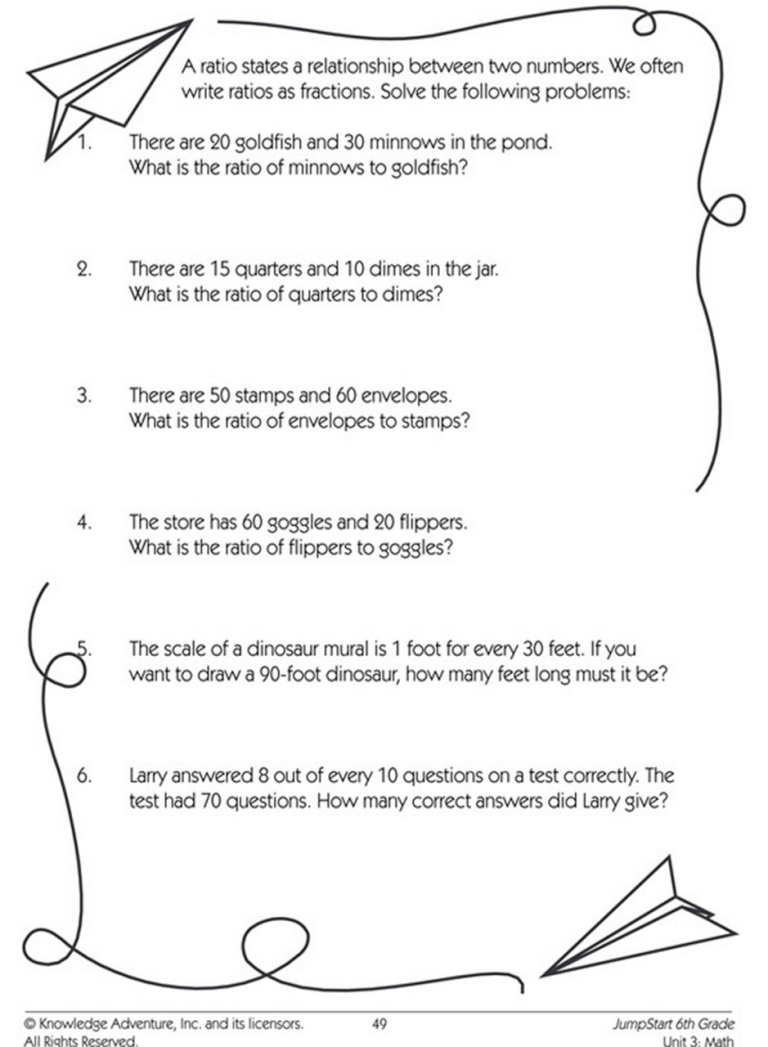 5th Grade Ratio And Proportion Worksheets