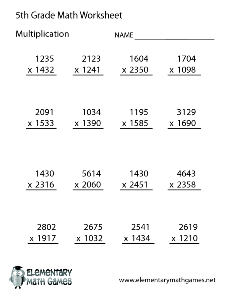 Division Math Problems For 5th Graders