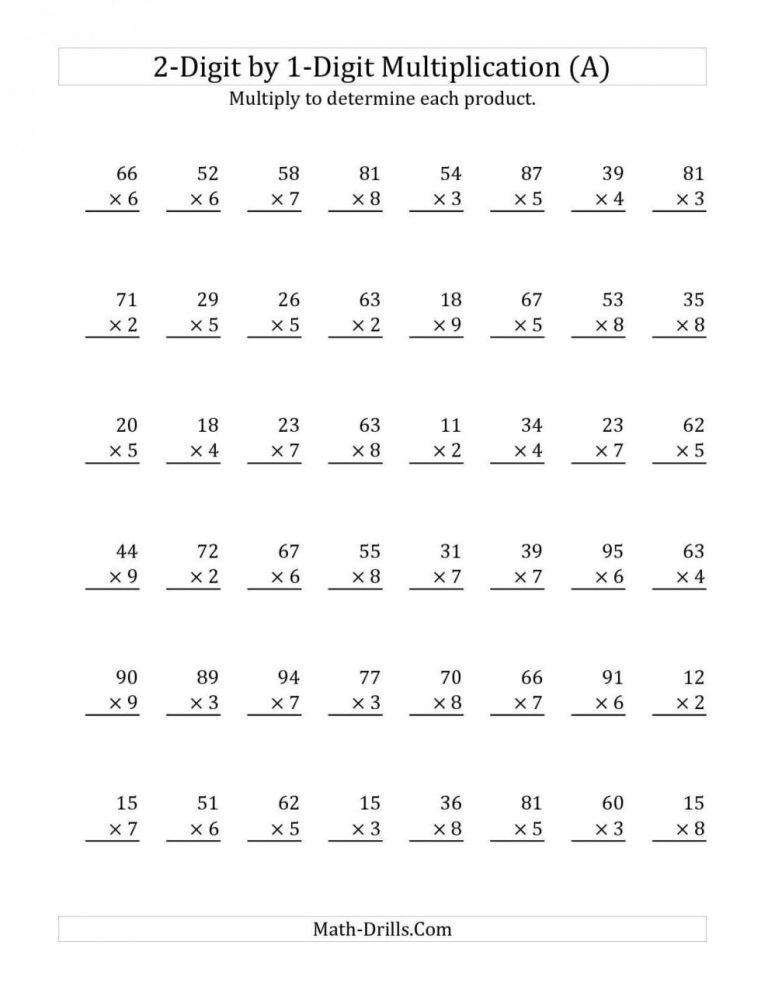 Free Math Worksheets Multiplication