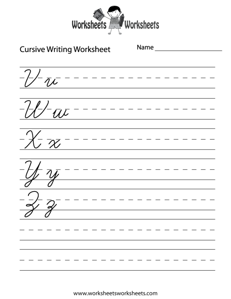 Cursive Alphabet Printable Cursive Handwriting Practice