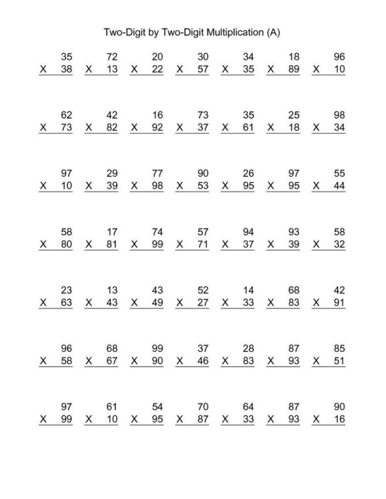 Basic Multiplication Worksheets 5th Grade