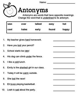 Grade 9 Synonyms Worksheet With Answers Pdf