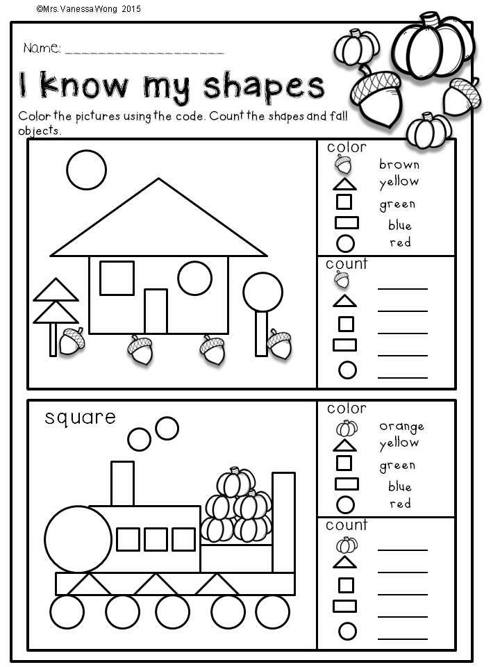 Kindergarten Math Worksheets Fall